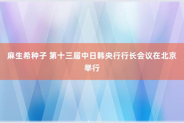 麻生希种子 第十三届中日韩央行行长会议在北京举行