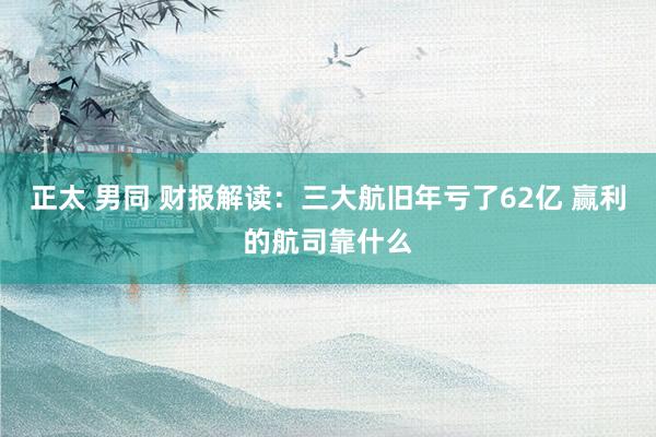 正太 男同 财报解读：三大航旧年亏了62亿 赢利的航司靠什么