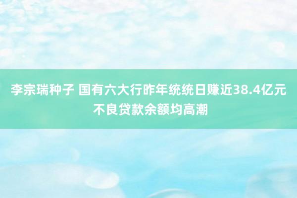 李宗瑞种子 国有六大行昨年统统日赚近38.4亿元 不良贷款余额均高潮