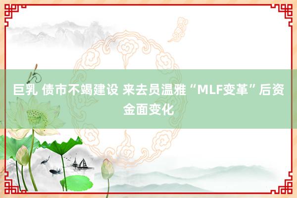 巨乳 债市不竭建设 来去员温雅“MLF变革”后资金面变化